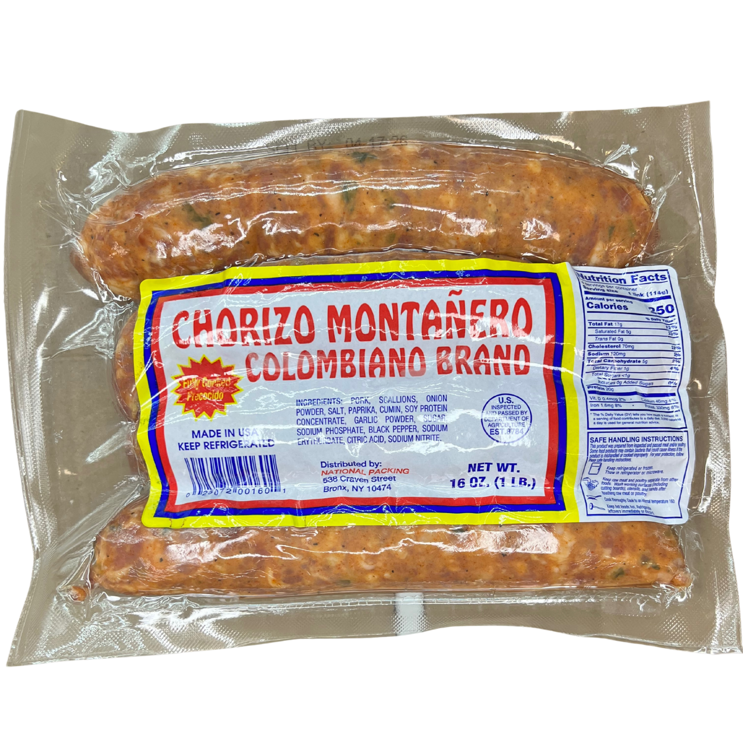 Chorizo Monañero Colombiano Brand 16 Oz