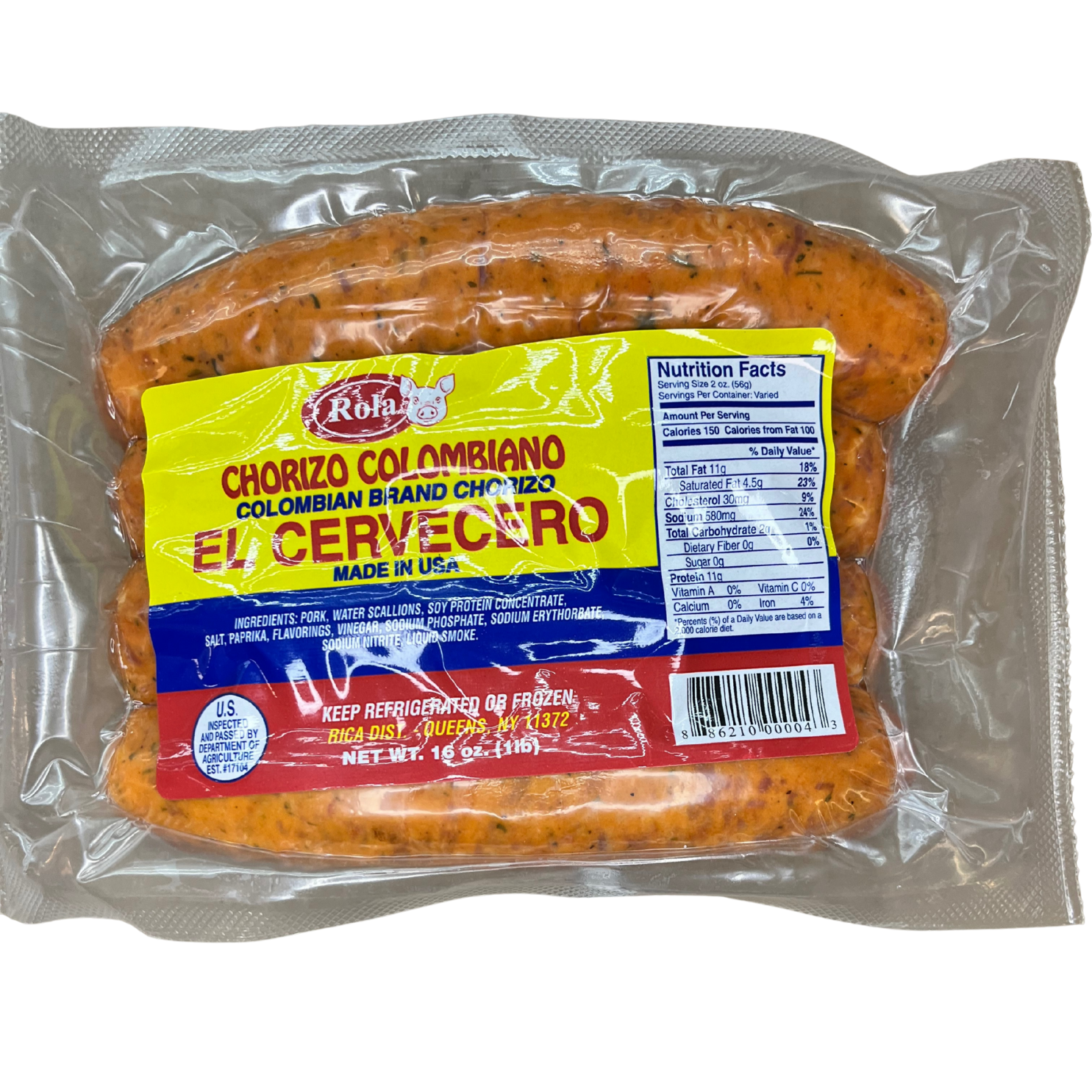 Rola Chorizo Colombiano Cervecero 16 Oz X12