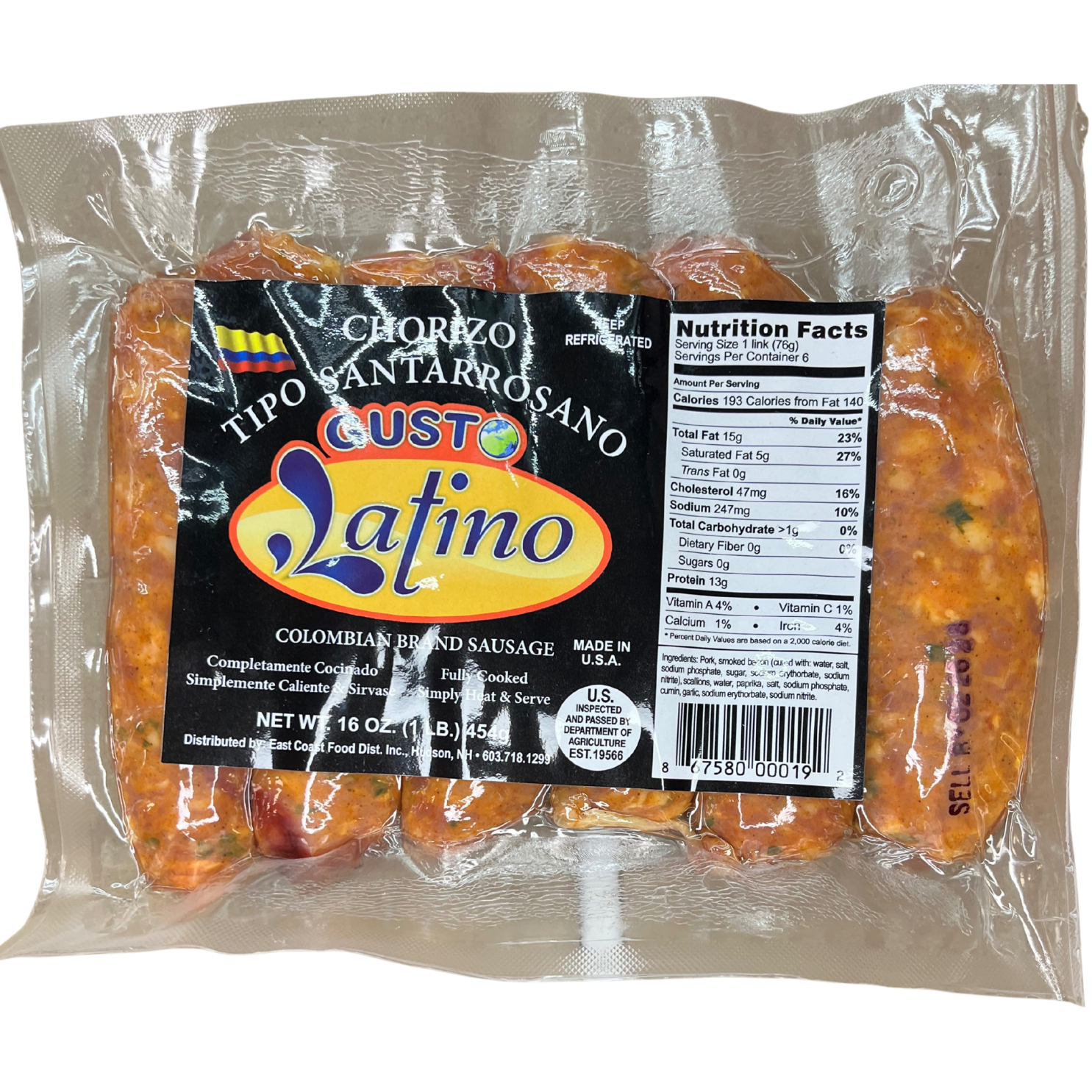 Gusto Latino Chorizo Tipo Santarrosano 16 oz