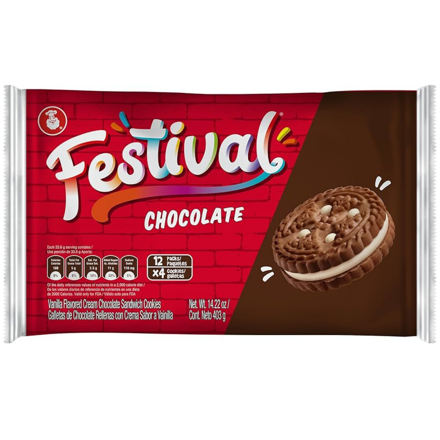 festival chocolate Cookies 12 unidades 14.22oz